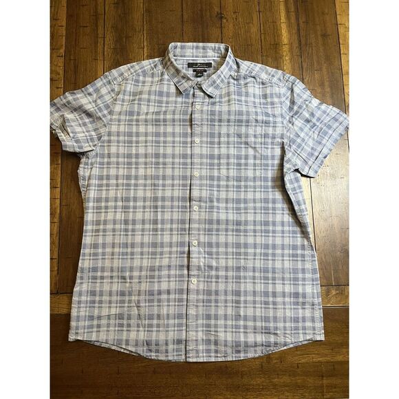 Men's Marc Anthony Slim Fit Short Sleeve Button Up Shirt ‎ Sz L Plaid - Picture 1 of 5